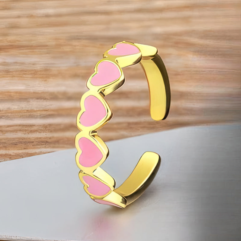 6 Hearts Women's Gold Ring