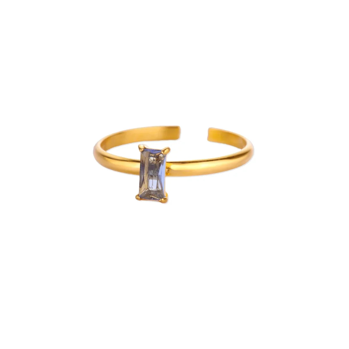 Adjustable ring with rectangular April birthstone