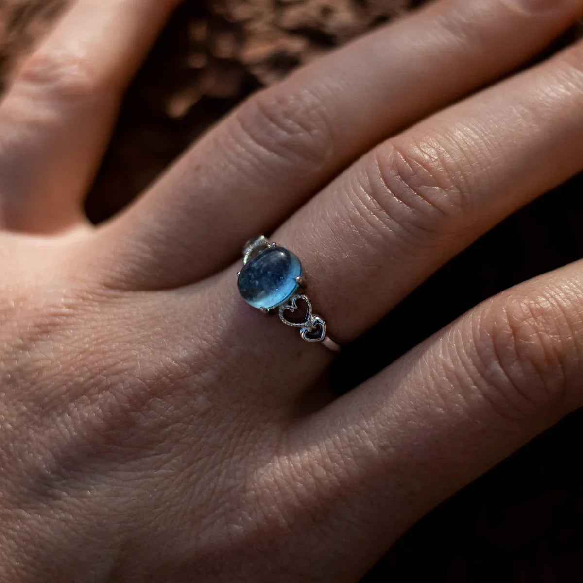 Adjustable Ring "Sea Crystal" in Aquamarine 