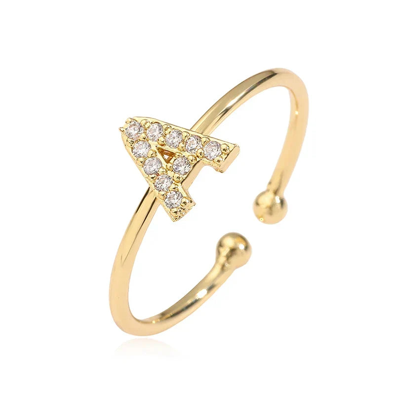 Personalized adjustable ring with initial a