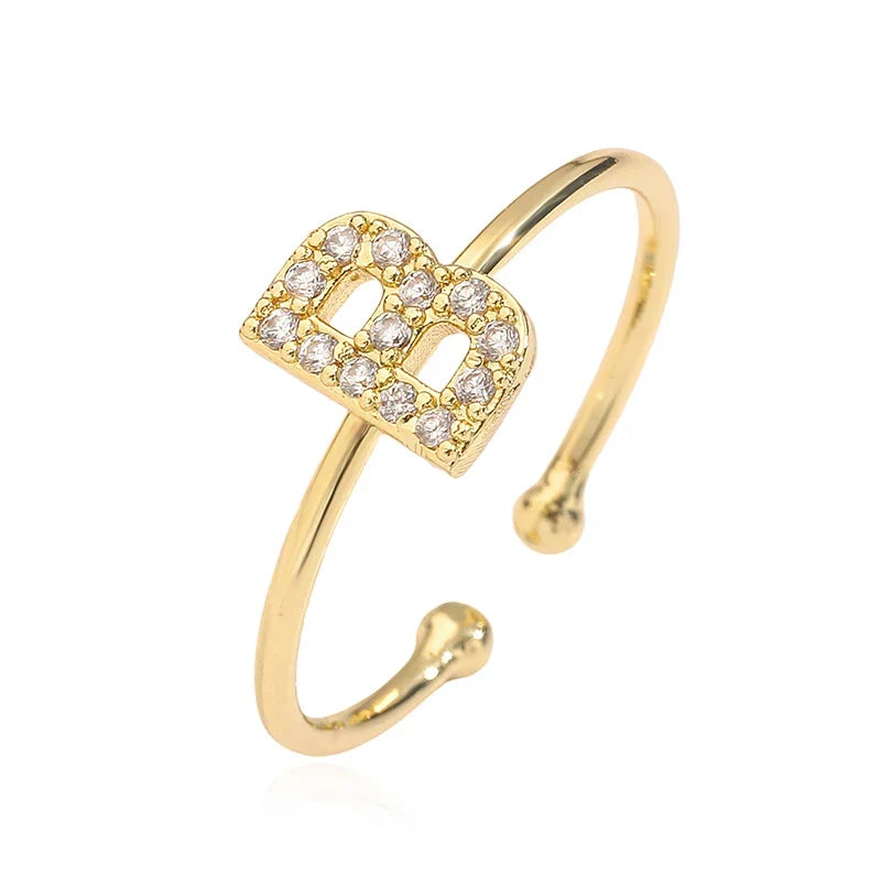 Personalized adjustable ring with initial b