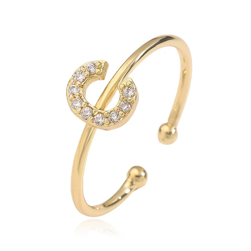 Personalized adjustable ring with initial c