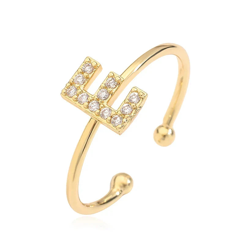Personalized adjustable ring with initial e