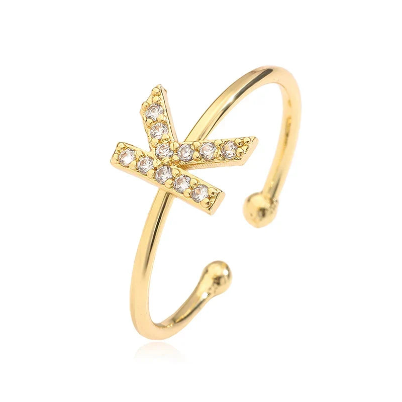 Personalized adjustable ring with initial k