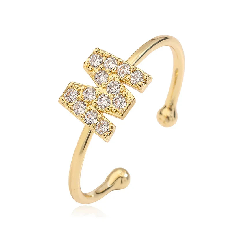 Personalized adjustable ring with initial m