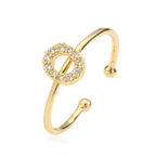 Personalized adjustable ring with initial o