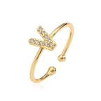 Personalized adjustable ring with initial v