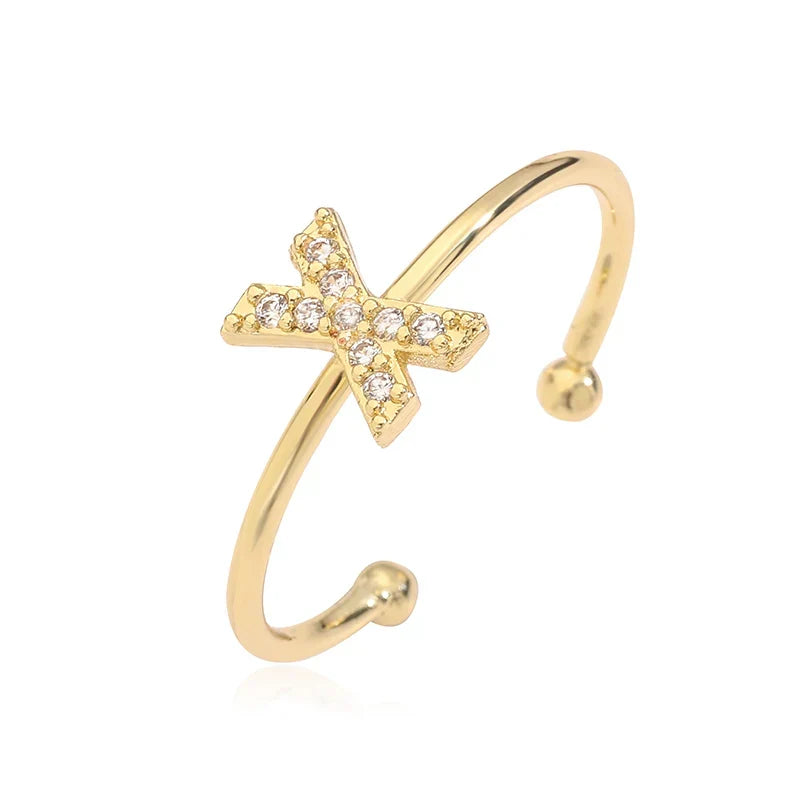 Personalized adjustable ring with initial x