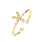 Personalized adjustable ring with initial y