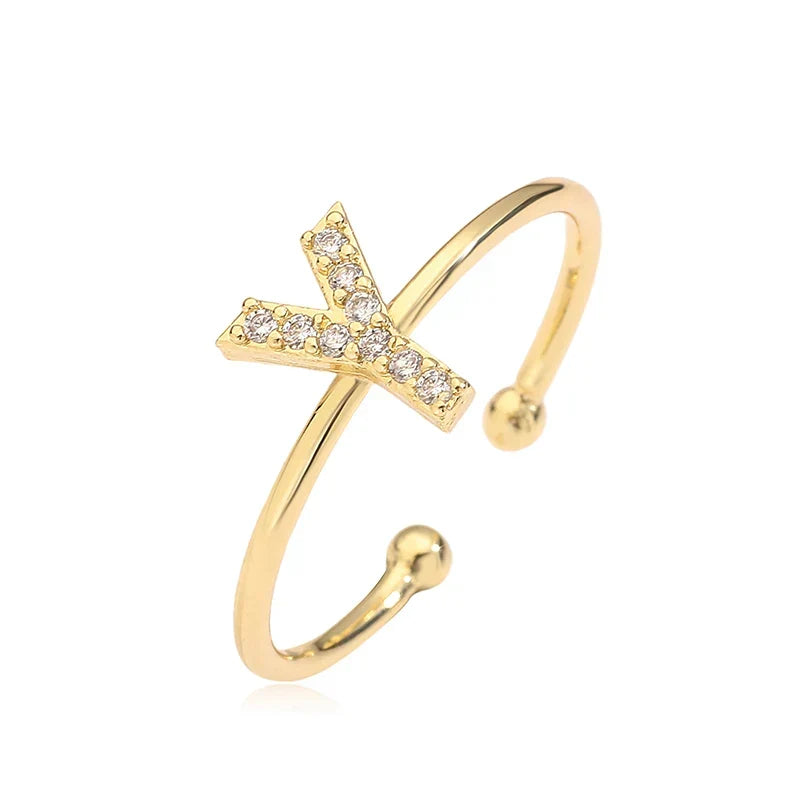 Personalized adjustable ring with initial y