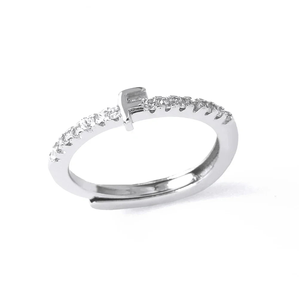 Adjustable women's ring with initial - letter
