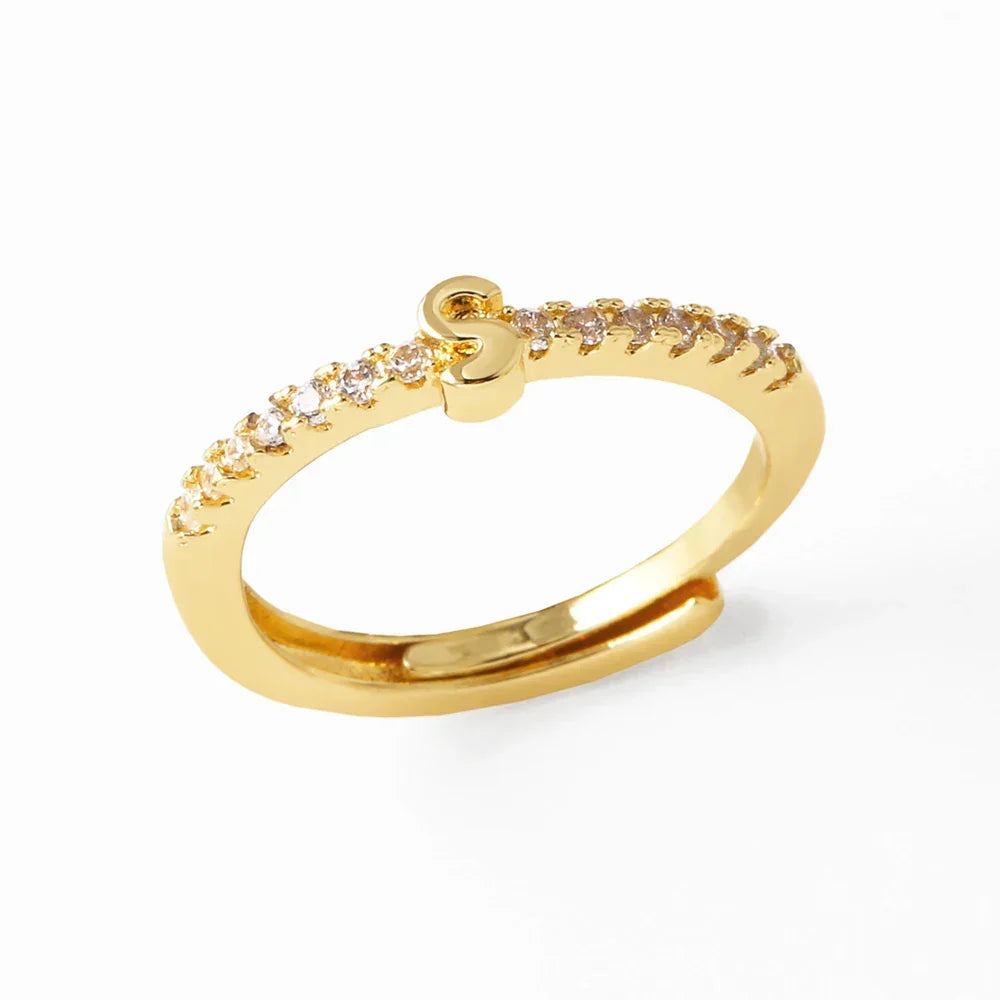 Adjustable women's ring with initial - letter