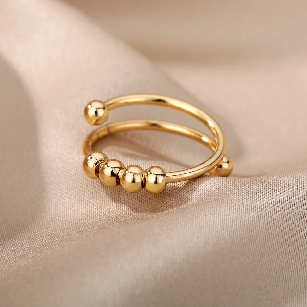 Spinning Bead Stress-Relief Ring gold