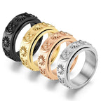 Bague Anneau Anti-Stress Tournant Lune et Soleil or rose
