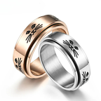 Rotating Anti-Stress Cats Band Ring in Rose Gold