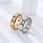 Rotating Anti-Stress Cats Band Ring in Rose Gold