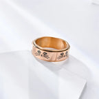 Rotating Anti-Stress Cats Band Ring in Rose Gold