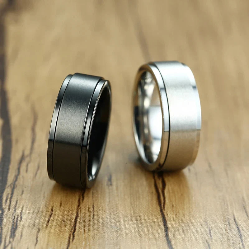 Men's Anti-Stress Spinner Ring Black