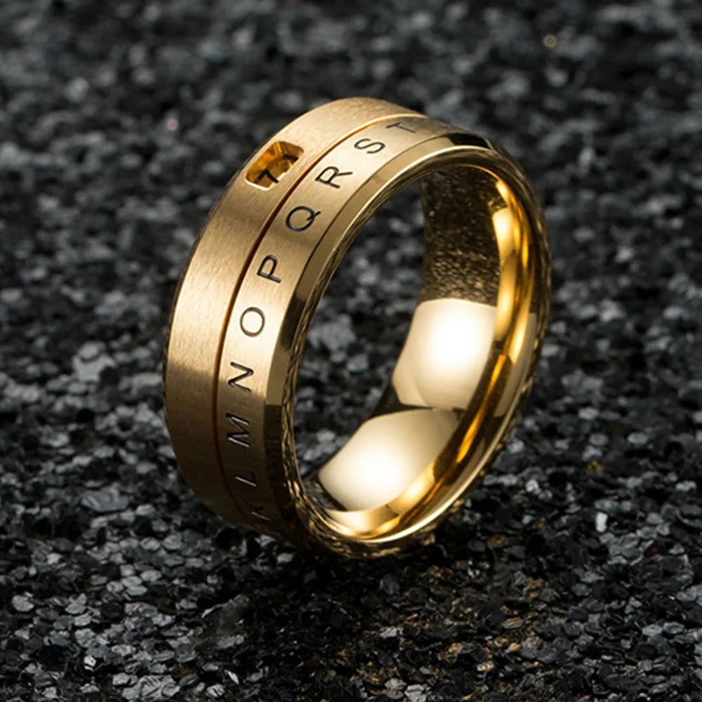 Anti-Stress Rotating Letter Band Ring gold