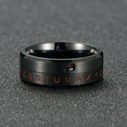 Anti-Stress Rotating Letter Band Ring black
