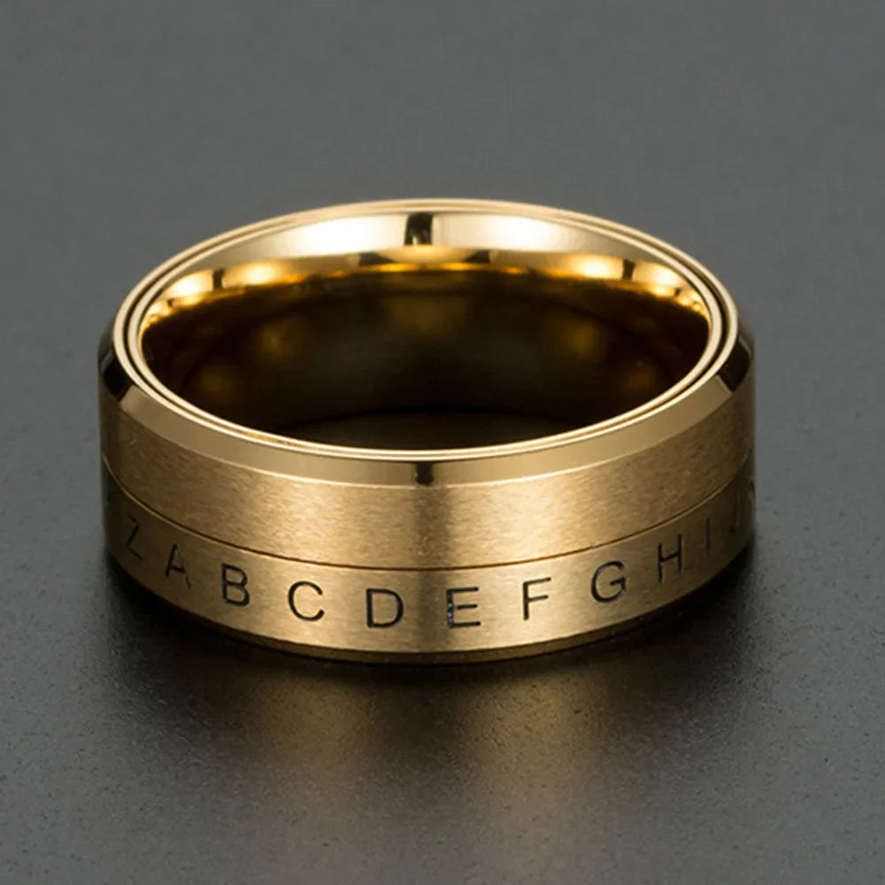 Anti-Stress Rotating Letter Band Ring gold
