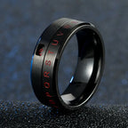 Anti-Stress Rotating Letter Band Ring black