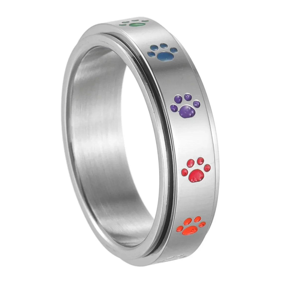 Spinner Ring with Hearts or Paws Anti-Stress rotating paws