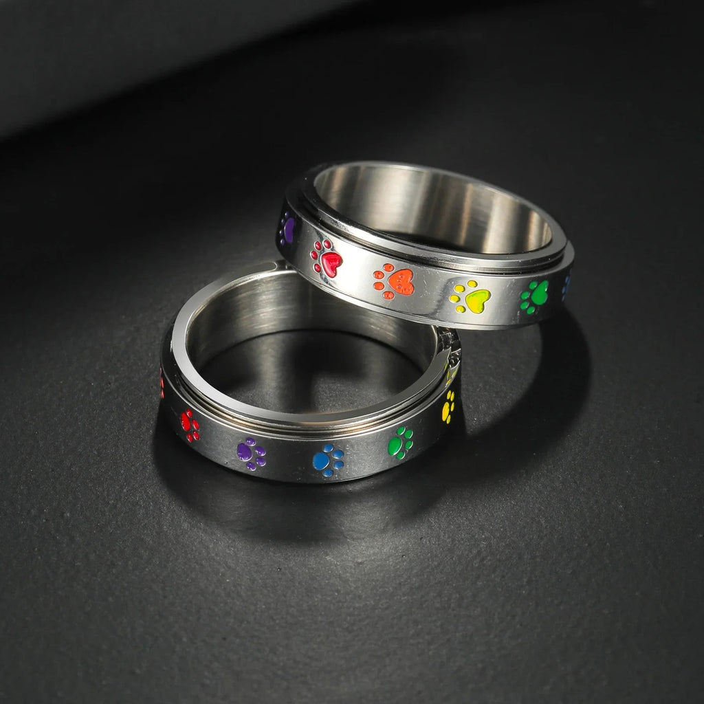 Spinner Ring with Hearts or Paws Anti-Stress rotating heart