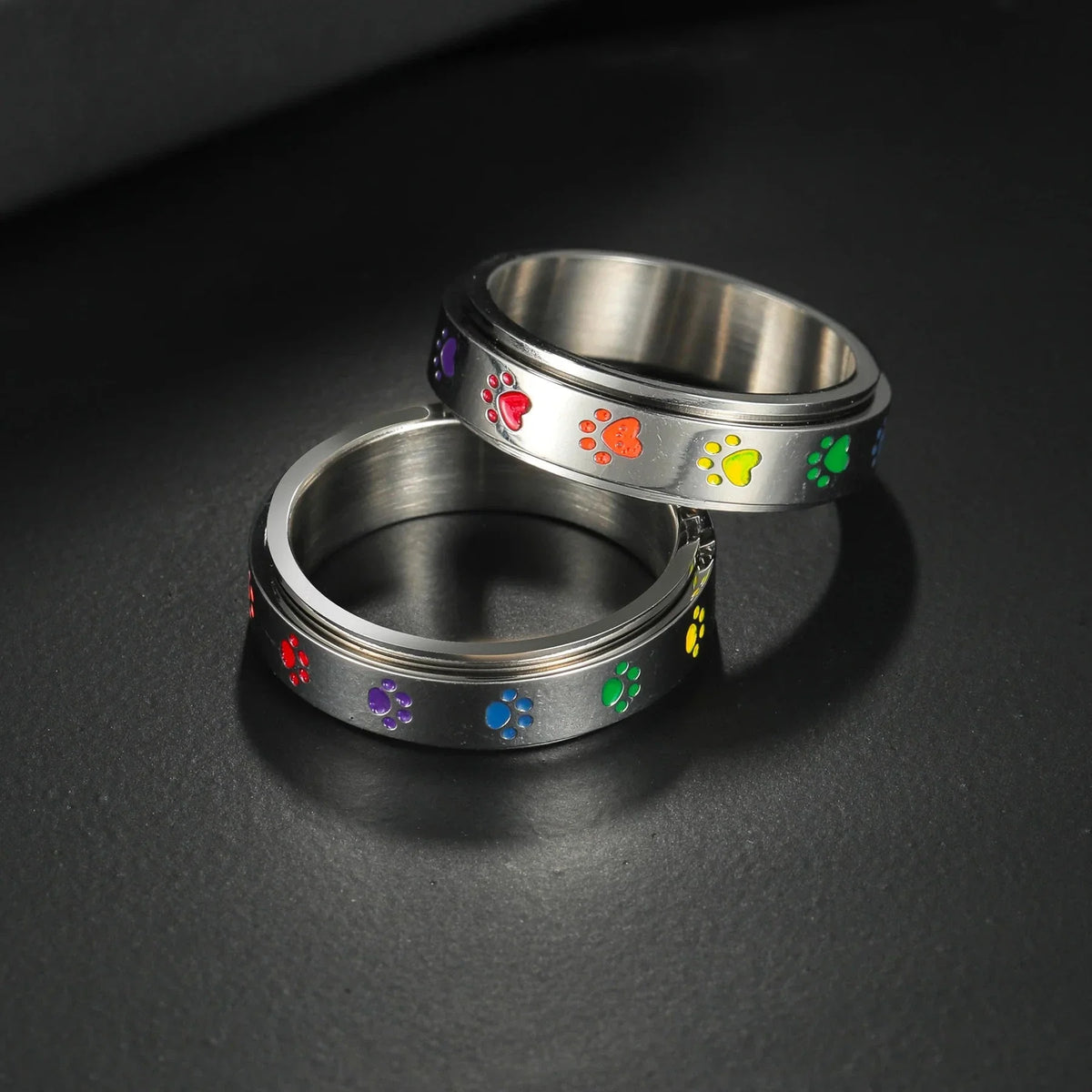Spinner Ring with Hearts or Paws Anti-Stress rotating heart
