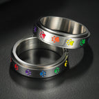 Spinner Ring with Hearts or Paws Anti-Stress rotating heart