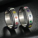 Spinner Ring with Hearts or Paws Anti-Stress rotating paws