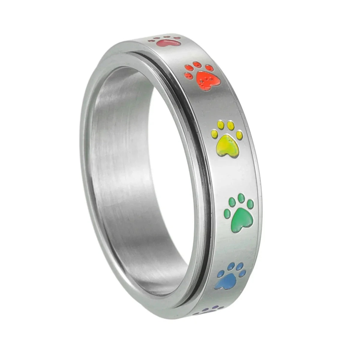 Spinner Ring with Hearts or Paws Anti-Stress rotating paws