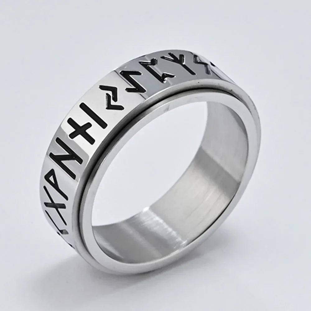 Кольцо Viking для мужчины антистресс вращающееся серебристое