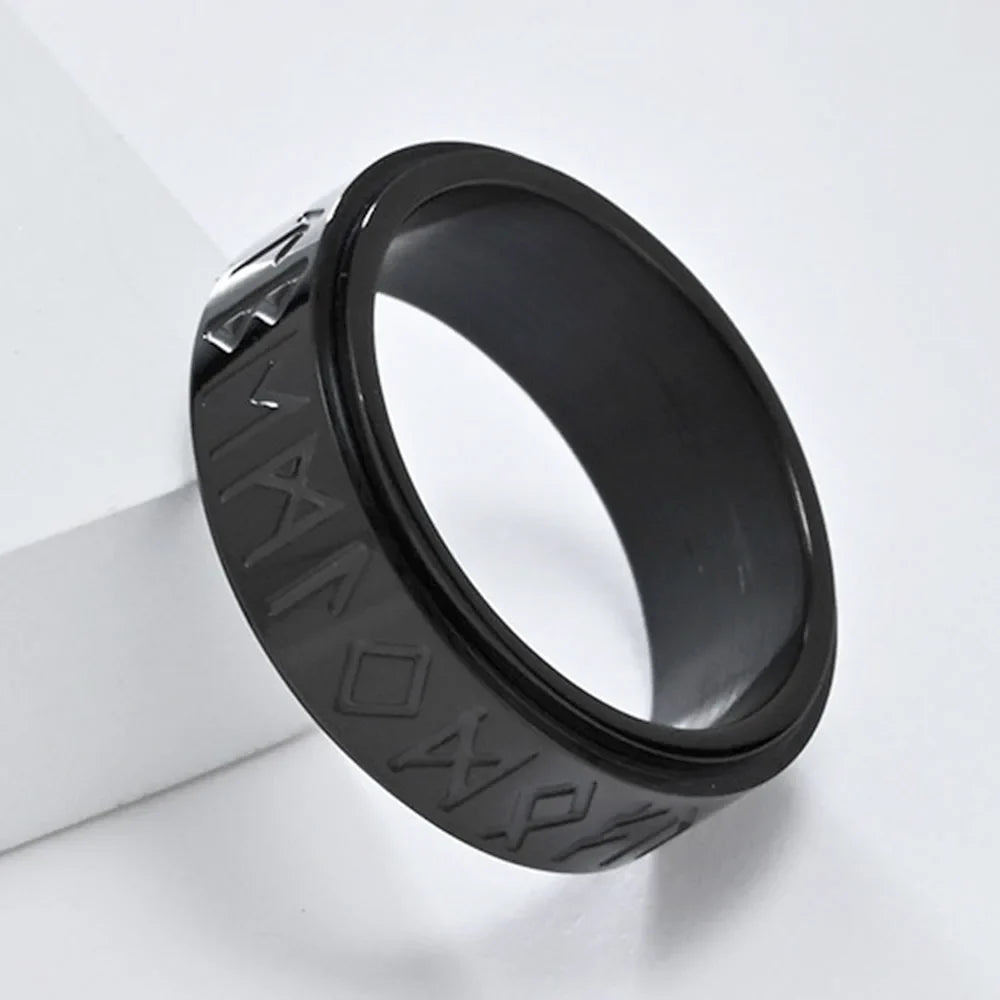 Viking Spinner Ring for Men Anti-Stress Black