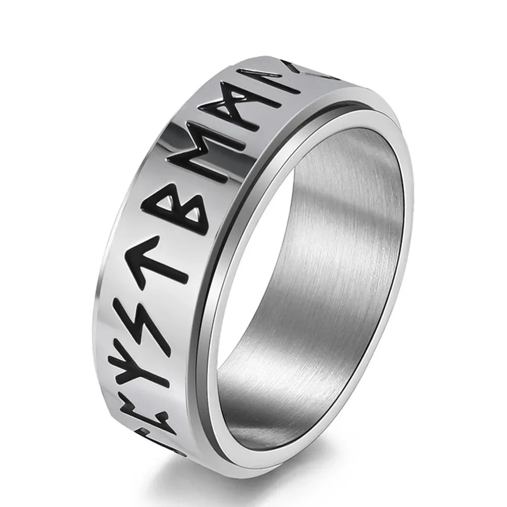 Viking Spinner Ring for Men Anti-Stress Silver