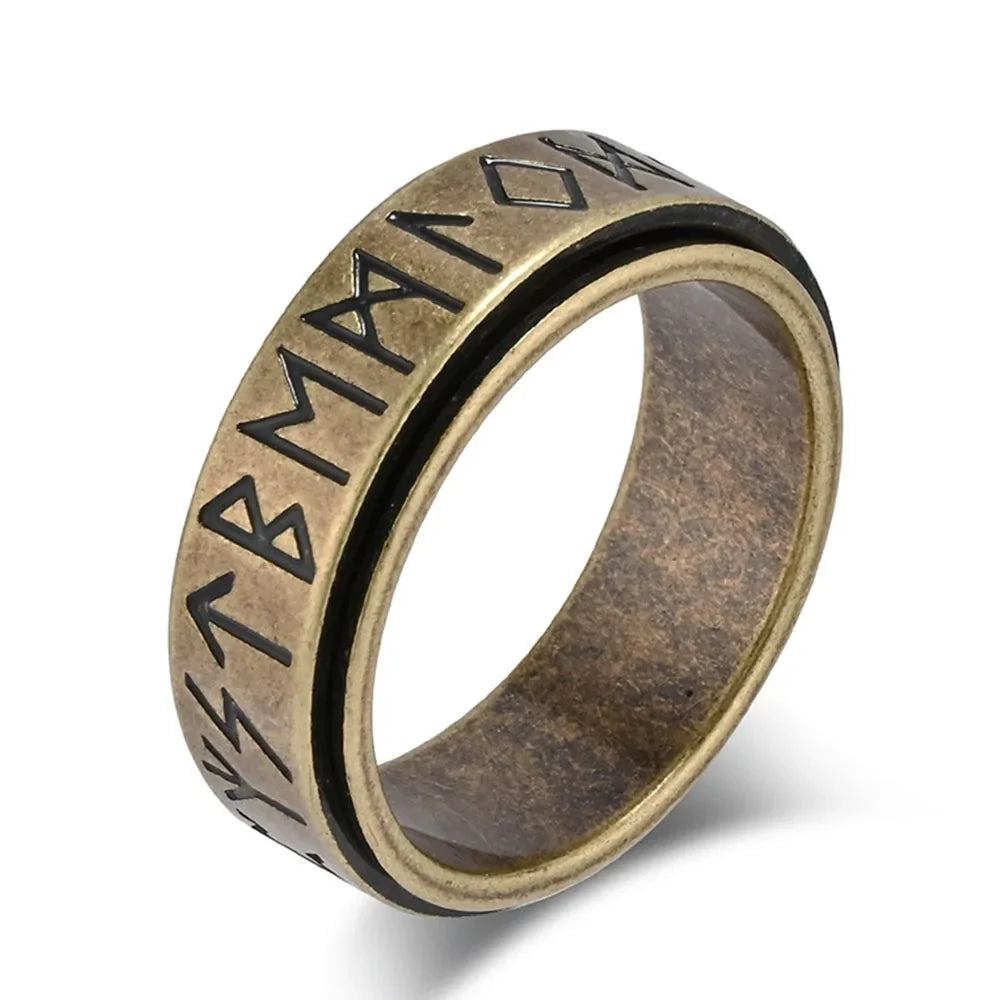 Viking Spinner Ring for Men Anti-Stress Gold
