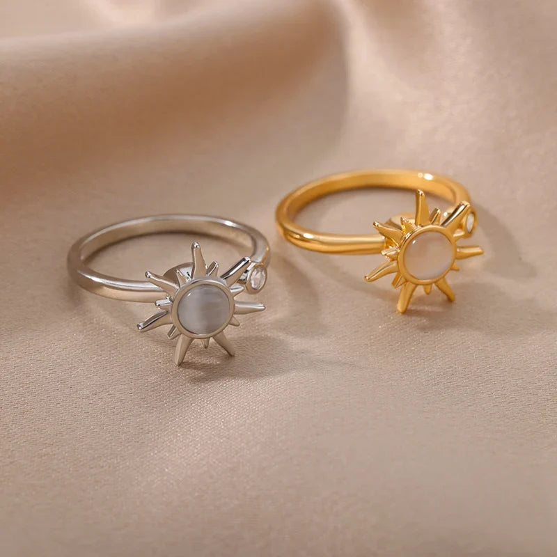 Sun Rotating Band Anti-Stress Ring silver