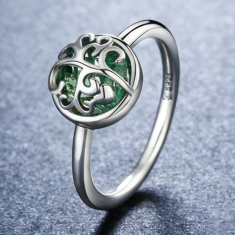 Silvered Tree of Life Ring