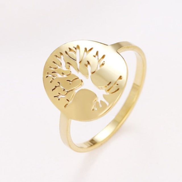 Tree of Life Ring, Gold Tone