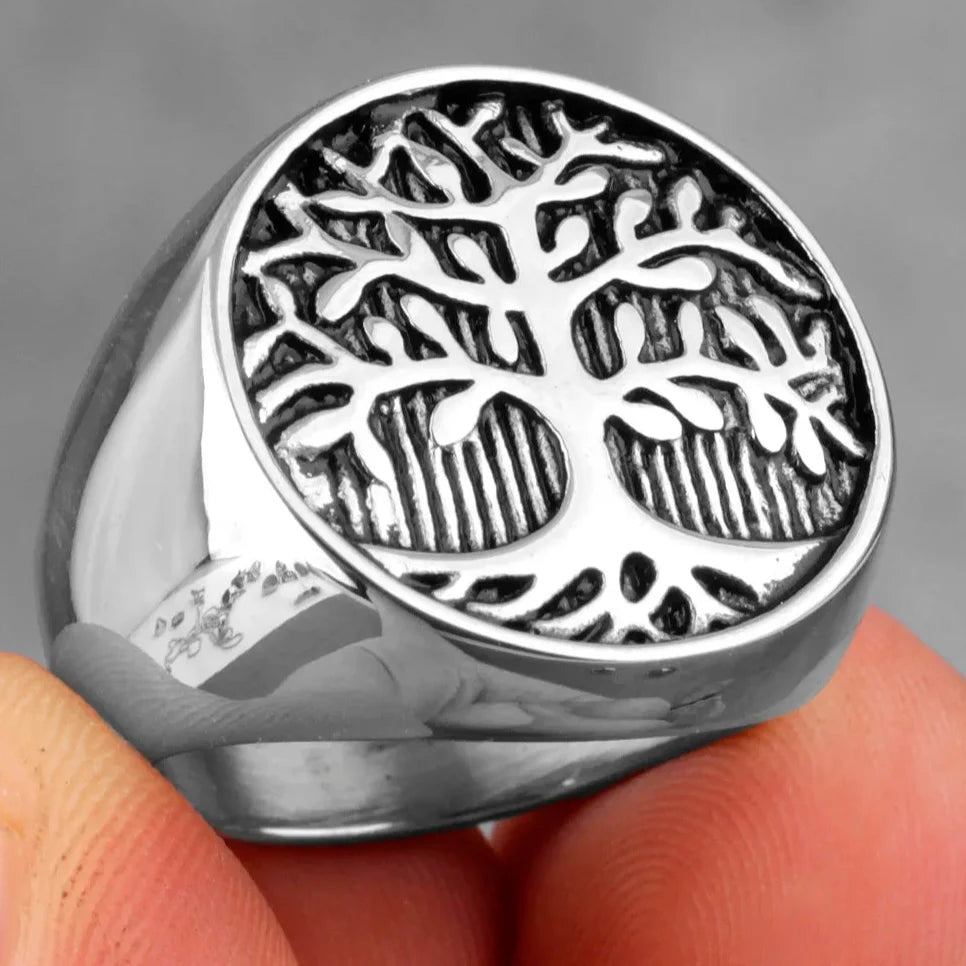 Tree of Life Ring for Men silver