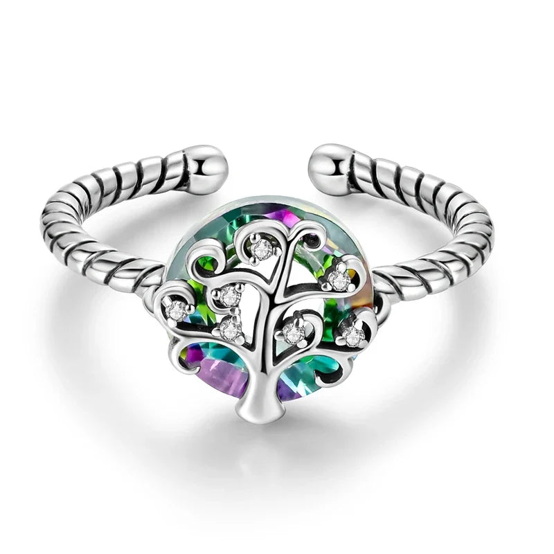 Tree of Life Zirconia Women's Silver Ring
