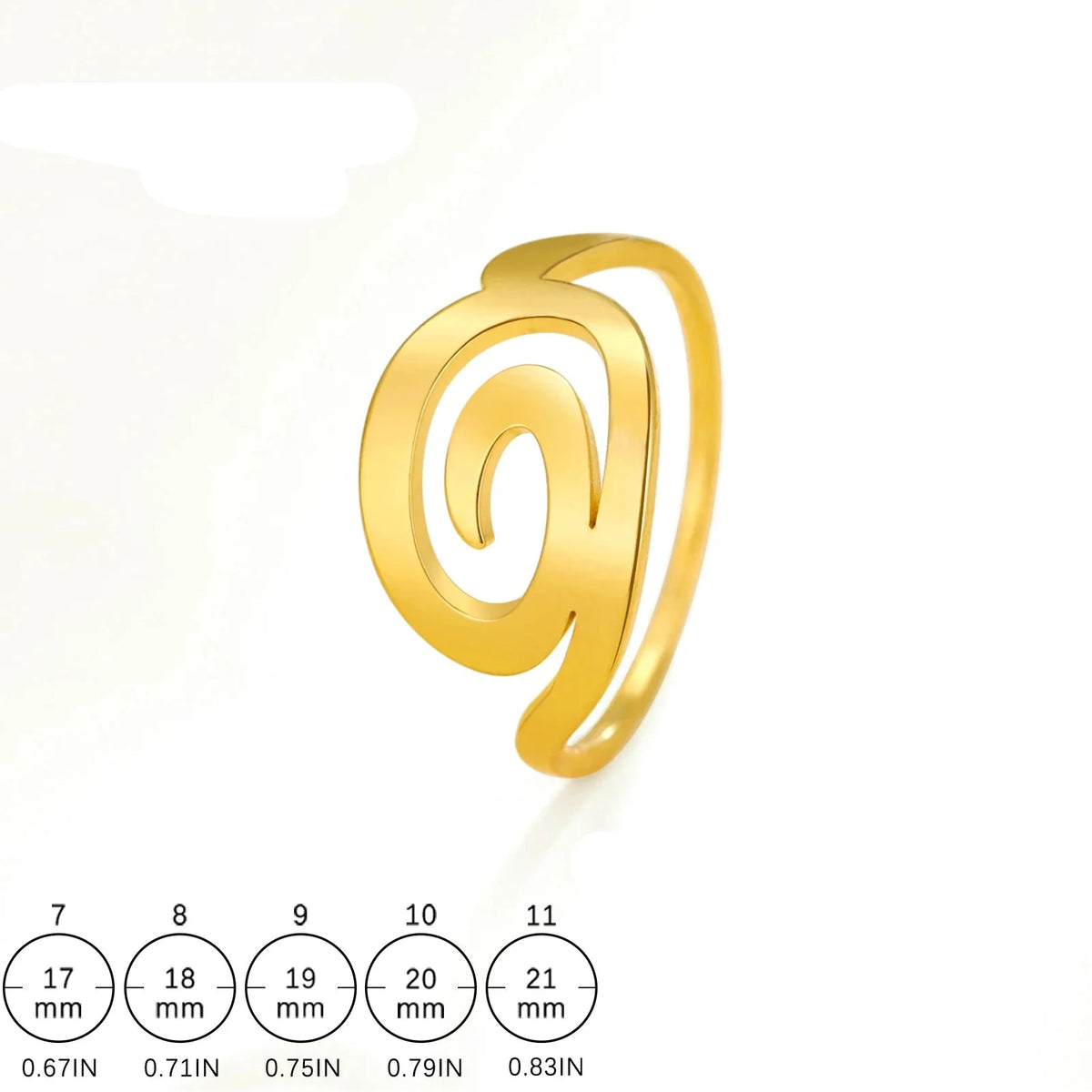 Spiral design ring for women, gold