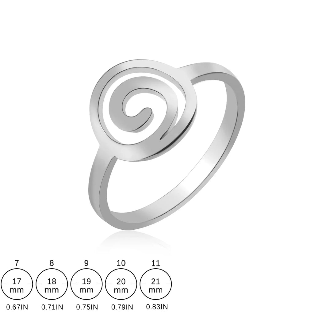 Кольцо с дизайном в виде спирали для женщин, серебряное, круглое
