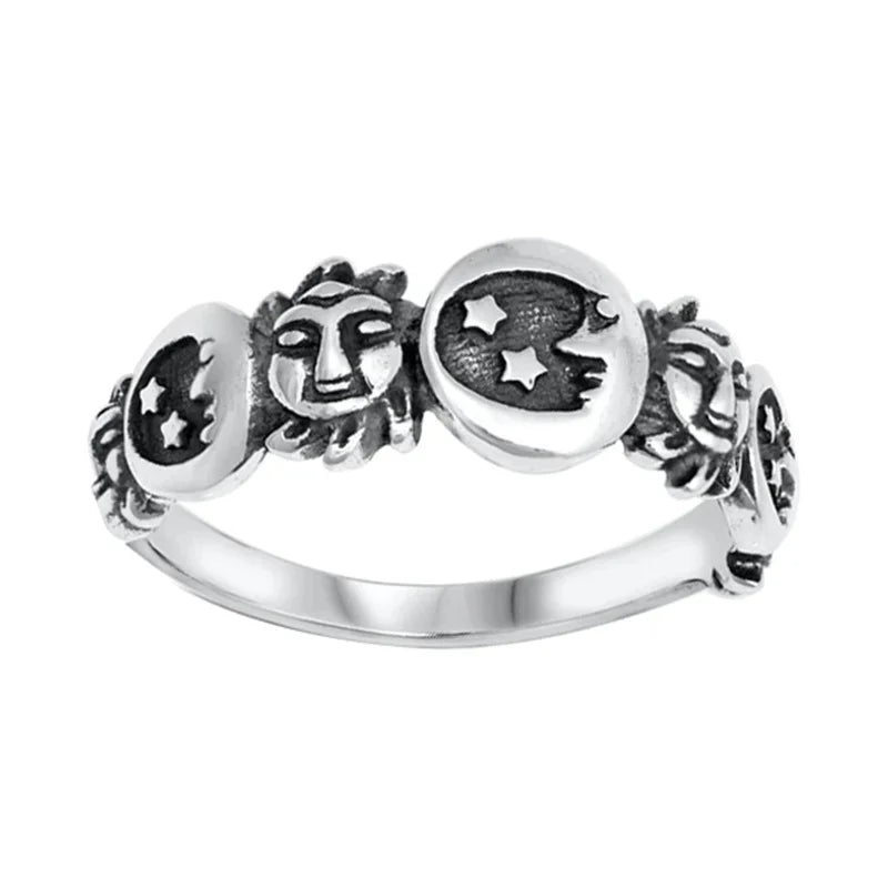 Bague avec Croissant de Lune et Astres