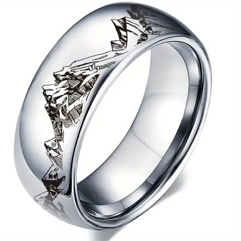Ring with Mountains for Men silver