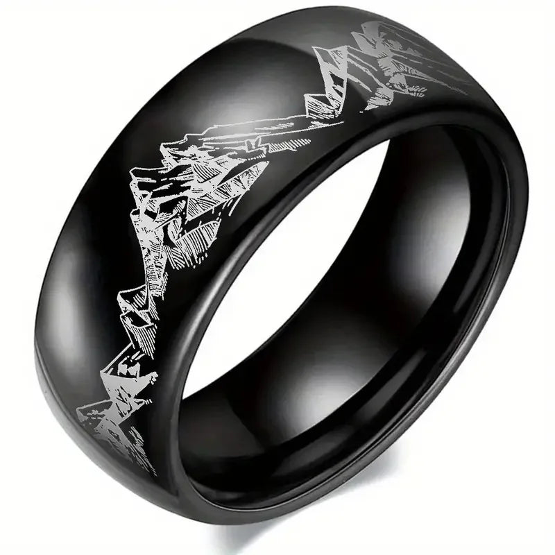 Ring with Mountains for Men black