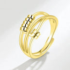 Bague avec Perles Rotatives contre l'Anxiété pour Femme or
