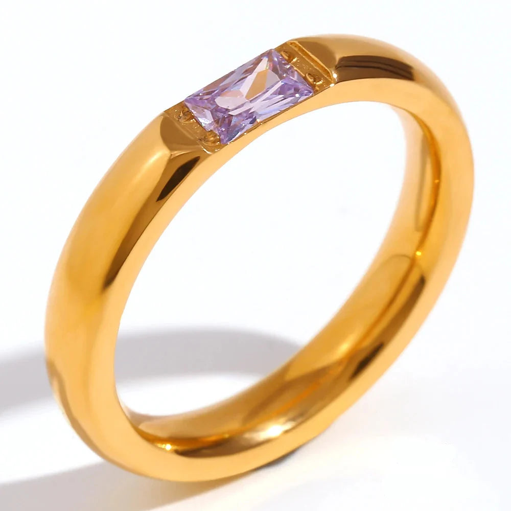 Women’s birthstone ring, bezel-set, June