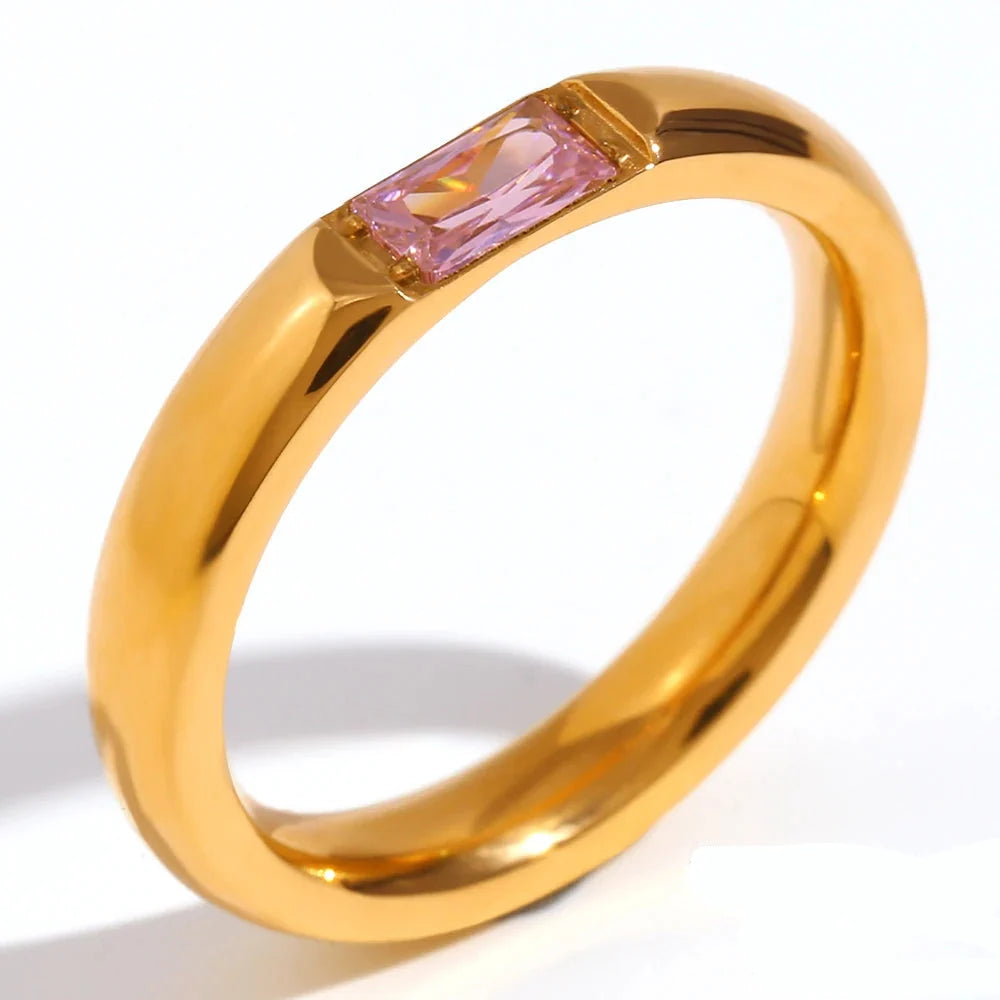 Women’s birthstone ring, bezel-set, October