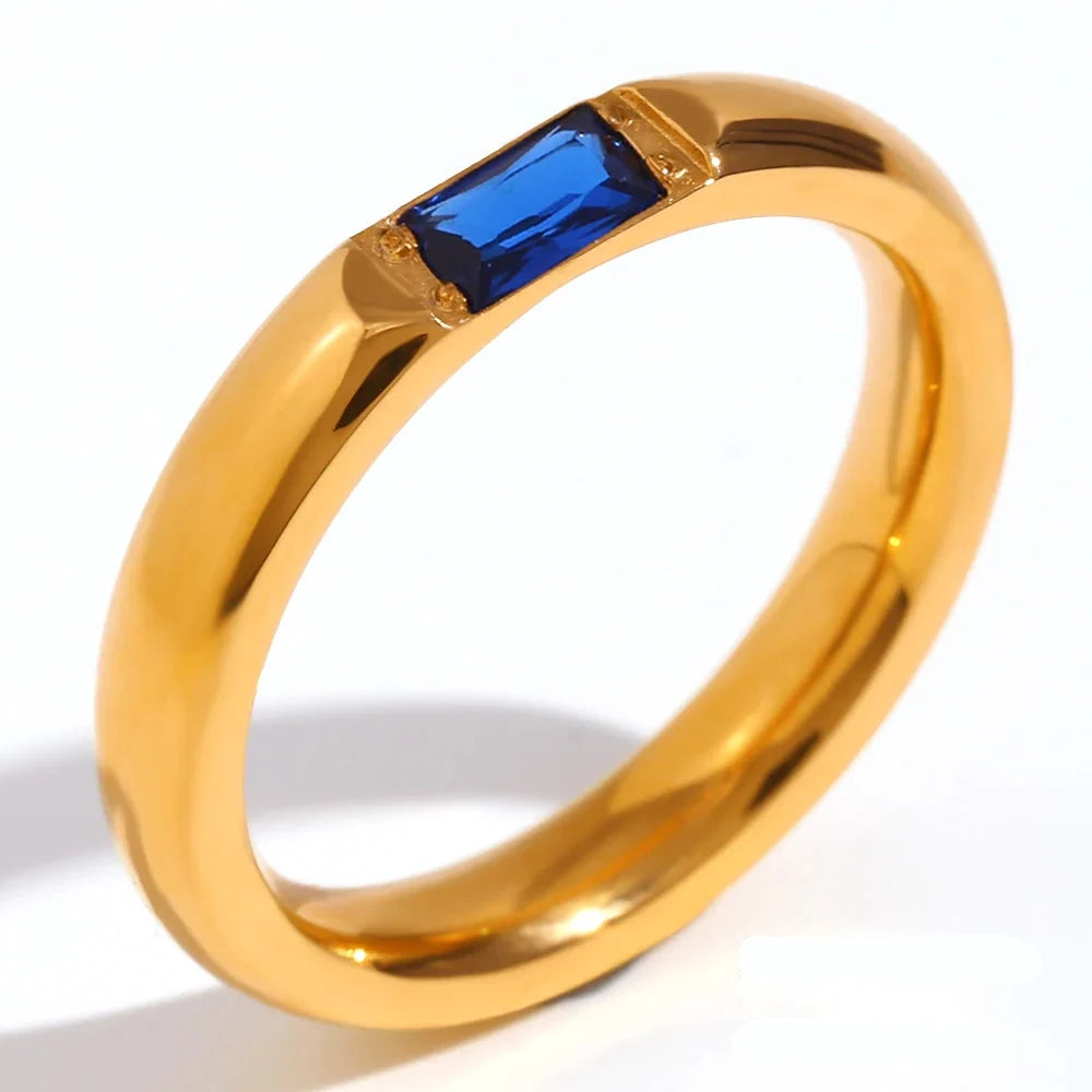 Women’s birthstone ring, bezel-set, September